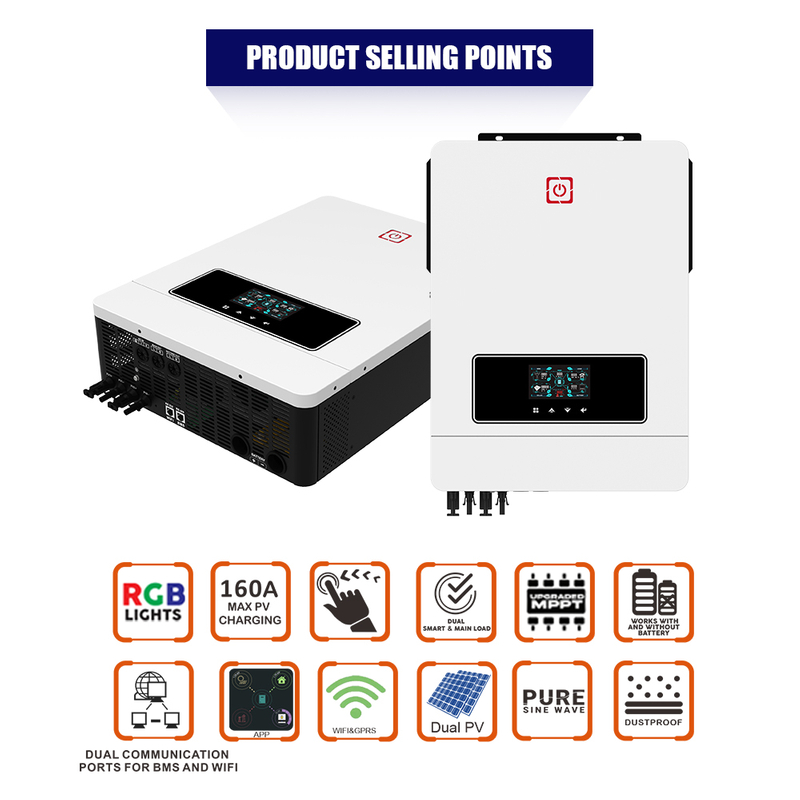 Entrada fotovoltaica dual RS485/232 de alta calidad con controlador MPPT de 160A, red de encendido/apagado, inversor Solar de 10,2 kW para el hogar