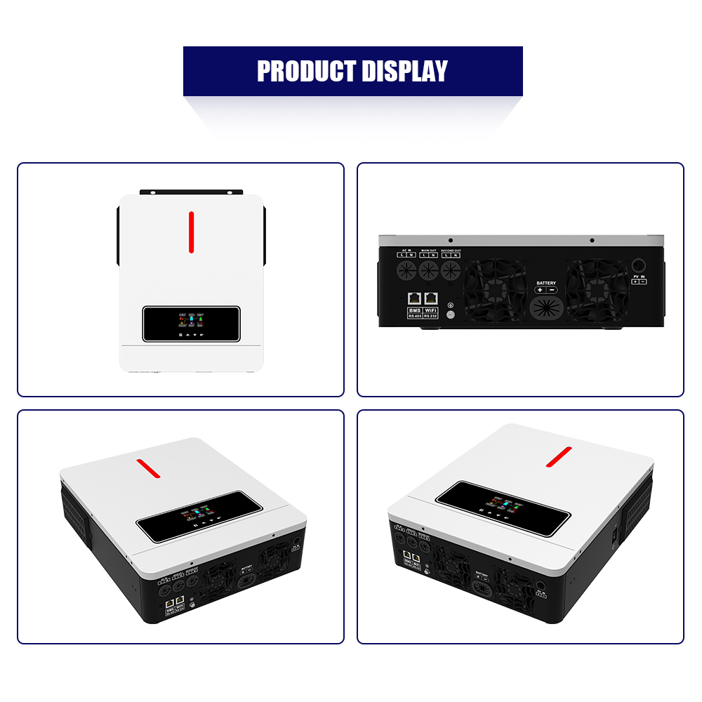  Inversor solar ECO 6.2KW On/off Grid 60~500VDC 120A Controlador de cargador MPPT Puertos de comunicación duales para comunicación de batería y comunicación Wifi